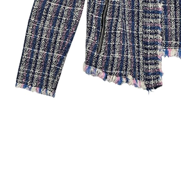 Iro Frannie Plaid Fringe Cropped Open Blazer | Size 4 - Picture 8 of 9